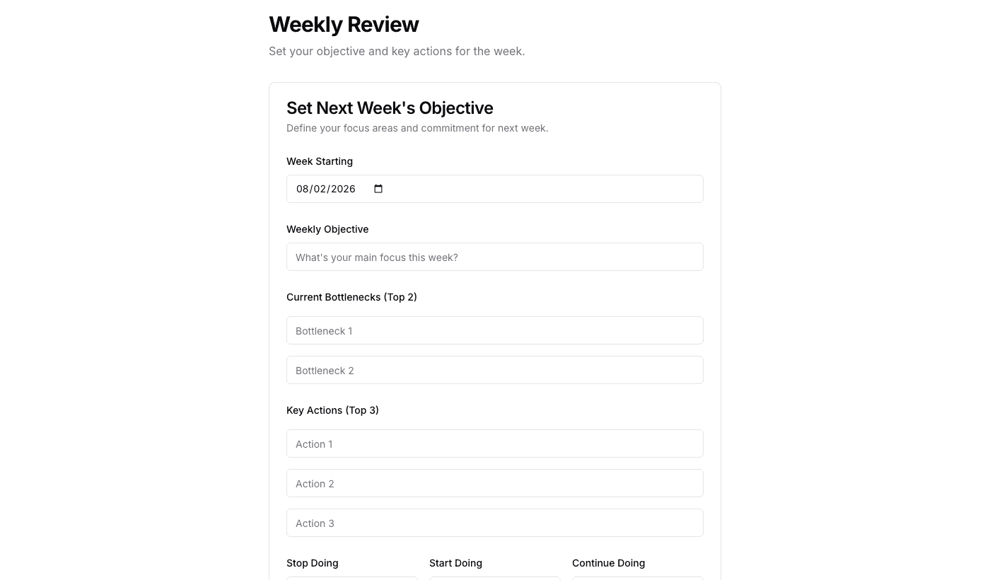 Priority Coach weekly review